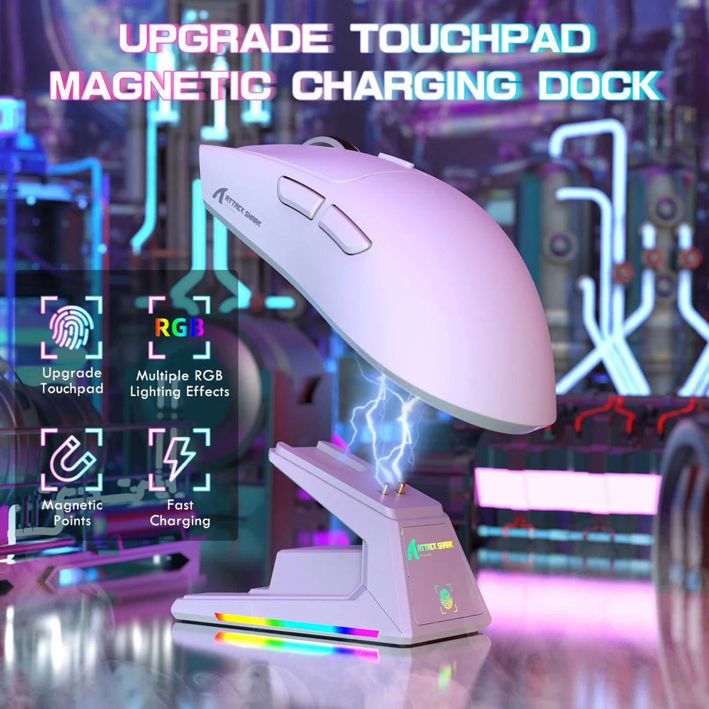 ATTACK SHARK X1 Ultralight Wireless Gaming Mouse with Magnetic RGB Charging Dock,PixArt PAW3395 Pro Sensor,40000DPI for PC/Mac