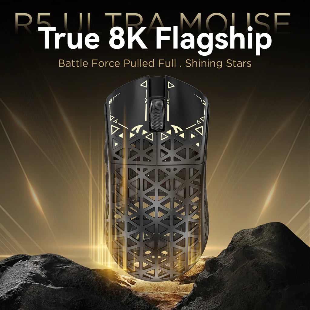 ATTACK SHARK R5 Tri-mode Ultra Wireless Gaming Mouse Carbon Fiber 8K ,PAW3950MAX ,8000Hz Wireless Polling Rate, DPI up to 42000